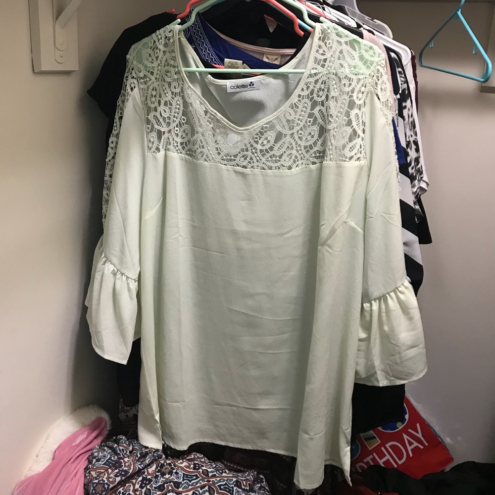 Very light mint green sheer shirt
